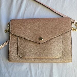 Kate Spade Tinsel Flap Gold Crossbody Purse Glitter